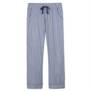 LAKE Cotton Poplin Blue Pinstripe Pajama Pants Size Medium Piped